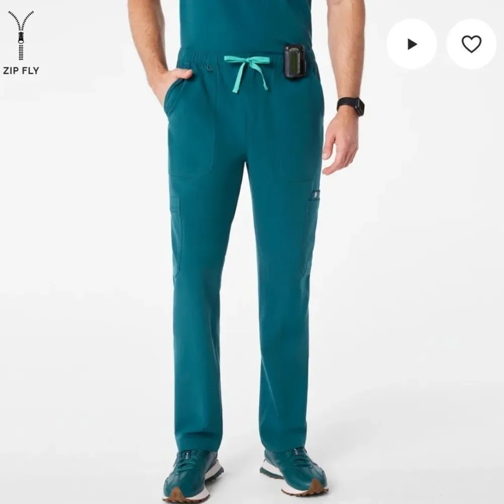 Figs Scrubs Pants Cairo Cargo Scrub Pants Caribbean Blue Zip Fly Tie Waist XL /S